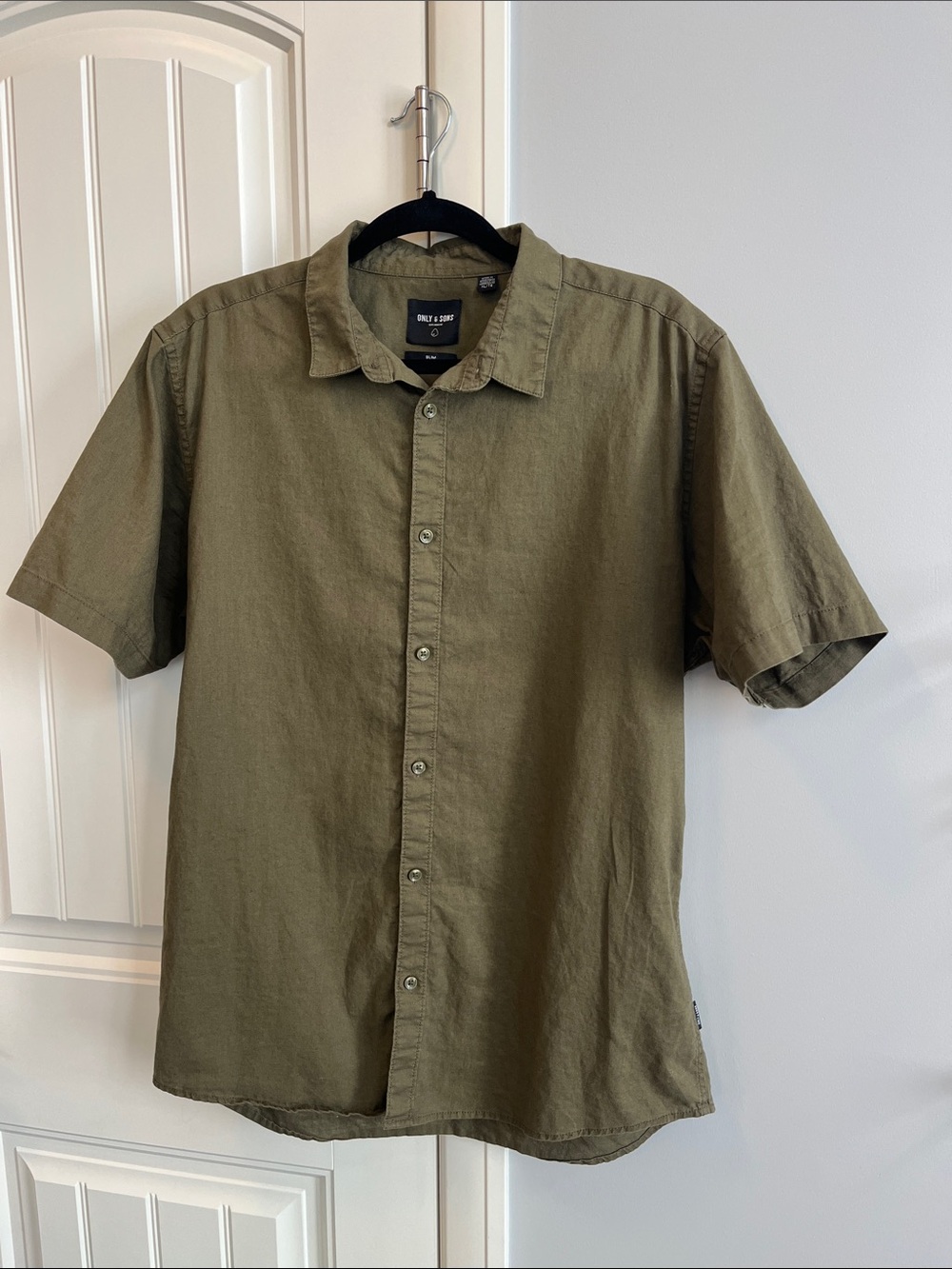 ONLY & SONS Linen Cotton Blend Button-Down Shirt XL